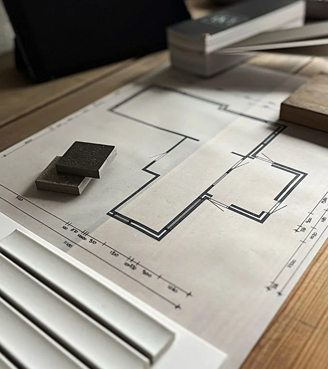 Plattegrond en materiaalstalen
